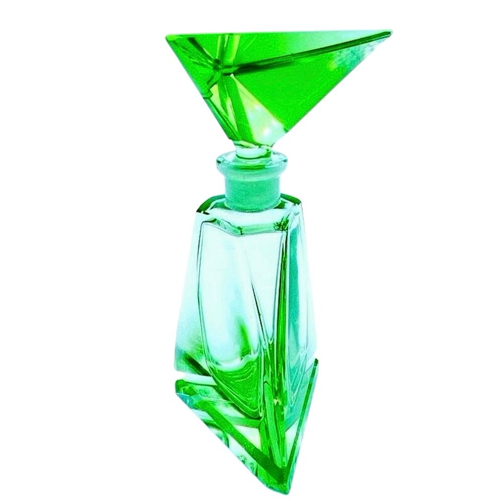 -SOLD- Antique Art Deco 6.7fl oz. Czechoslovakian Green Glass Perfume Bottle